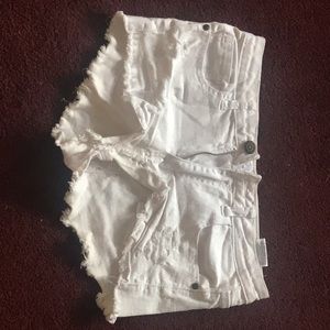 White, denim shorts